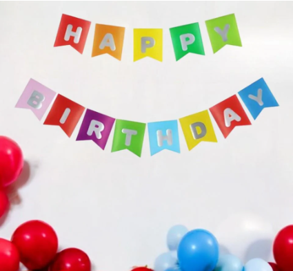 Happy Birthday Renkli Gümüş Banner